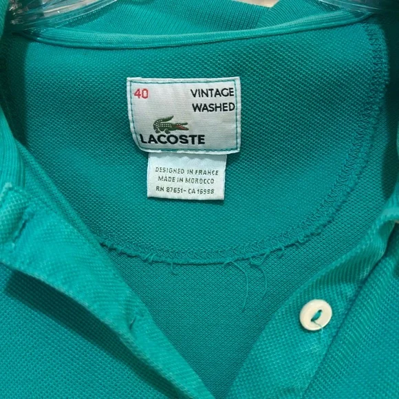 Lacoste Green Polo Shirt Vintage Washed Size 40 - Picture 4 of 4